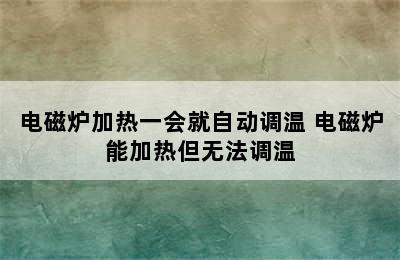 电磁炉加热一会就自动调温 电磁炉能加热但无法调温